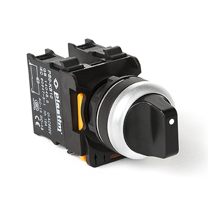 картинка Переключатель PLASTIM с возвратом, без подсветки, 3 положения, схема 1-0-2, 2NO. (Черный), арт. PB0-AD53 от Интернет-магазина promistrade.by