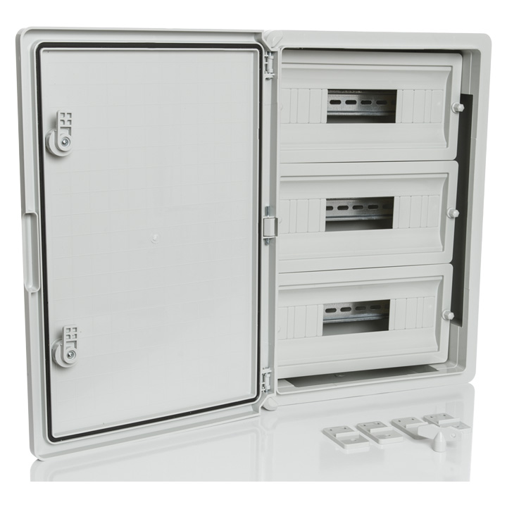 картинка Модульный пластиковый шкаф PLASTIM, IP65, УХЛ1., 350х500х190 на 45 модулей (15х3) Непр. Двр., арт. PP3106 от Интернет-магазина promistrade.by