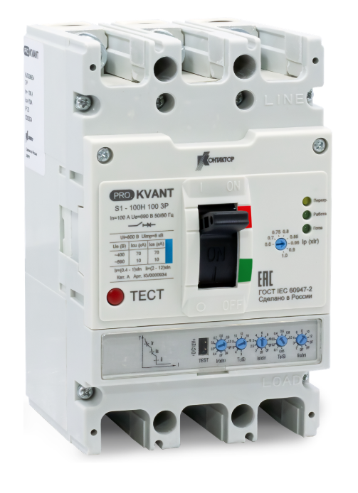картинка Автоматический выключатель Контактор серии PRO.KVANT тип S1-100H 3P 100А 70кА от Интернет-магазина promistrade.by