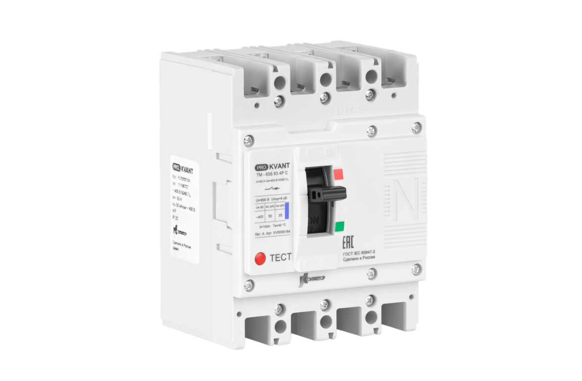 картинка Автоматический выключатель Контактор серии PRO.KVANT тип TM-63N 4P 50А 35кА C от Интернет-магазина promistrade.by