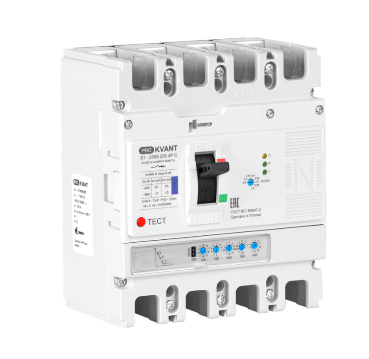 картинка Автоматический выключатель Контактор серии PRO.KVANT тип S1-100H 4P 100А 70кА C от Интернет-магазина promistrade.by