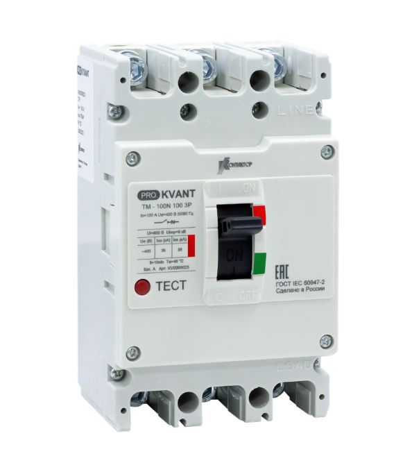 картинка Автоматический выключатель Контактор серии PRO.KVANT тип TM-100S 3P 50А 50кА от Интернет-магазина promistrade.by