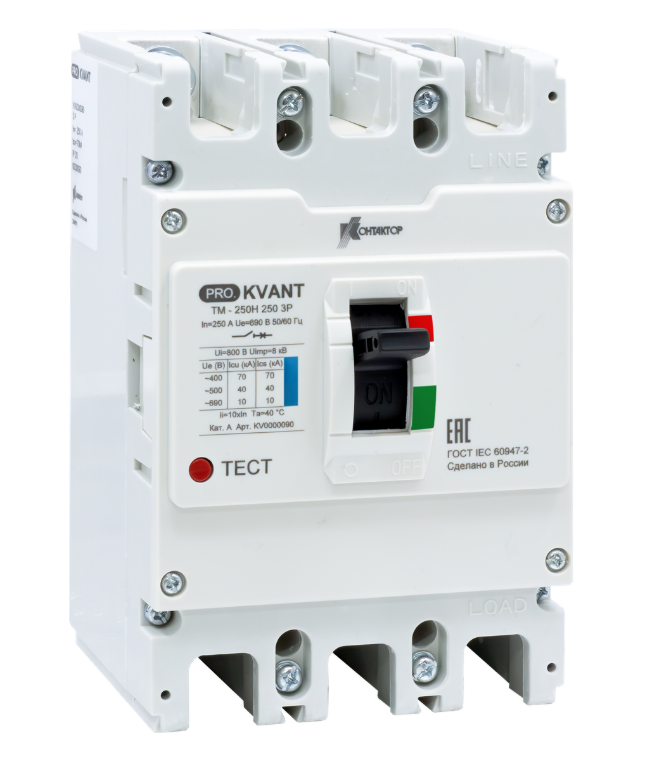 картинка Автоматический выключатель Контактор серии PRO.KVANT тип TM-250N 3P 100А 35кА от Интернет-магазина promistrade.by