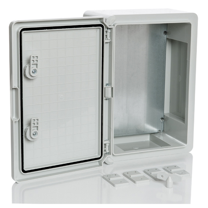 картинка Пластиковый шкаф с монтажной панелью PLASTIM, IP65. УХЛ1., 250х350х150, непрозрачная дверца арт. PP3002 от Интернет-магазина promistrade.by