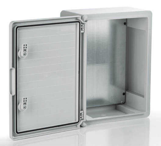 картинка Пластиковый шкаф с монтажной панелью PLASTIM, IP65. УХЛ1., 300х400х170, непрозрачная дверца арт. PP3004 от Интернет-магазина promistrade.by