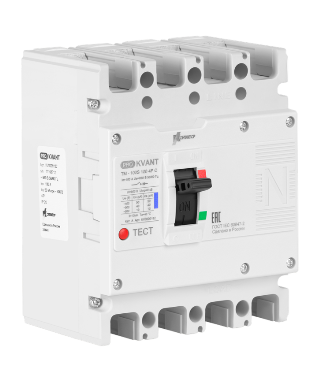 картинка Автоматический выключатель Контактор серии PRO.KVANT тип TM-100S 4P 80А 50кА C от Интернет-магазина promistrade.by