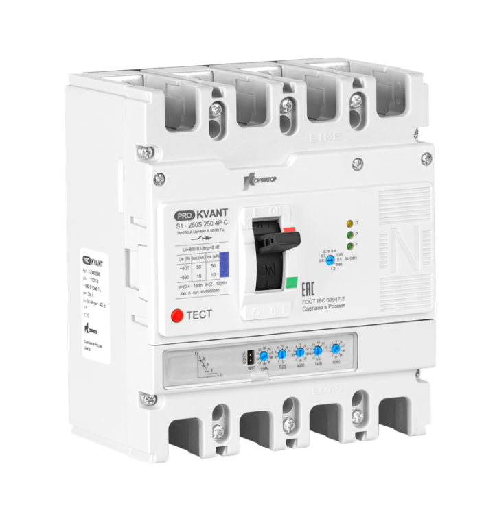 картинка Автоматический выключатель Контактор серии PRO.KVANT тип S1-250H 4P 250А 70кА C от Интернет-магазина promistrade.by