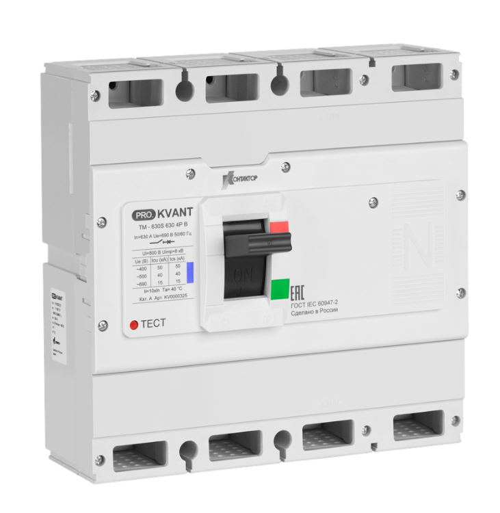 картинка Автоматический выключатель Контактор серии PRO.KVANT тип TM-630S 4P 400А 50кА C от Интернет-магазина promistrade.by