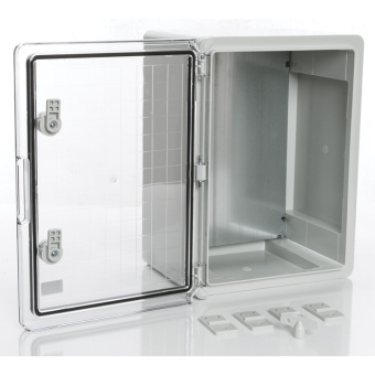 Пластиковый шкаф с монтажной панелью PLASTIM, IP65. УХЛ1., 350х500х190, прозрачная дверца арт. PP3016