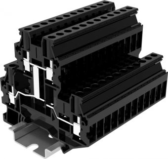 Клемма проходная двухуровневая с перемычкой SUPU TUD4 арт. TUD4-2-PV черная