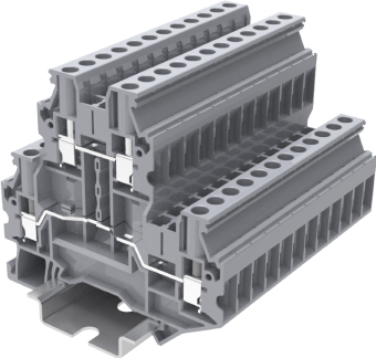 Клемма проходная двухуровневая SUPU TUD4 арт. TUD4-2-GY серая