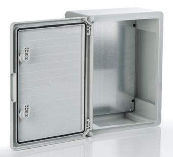 Пластиковый шкаф с монтажной панелью PLASTIM, IP65. УХЛ1., 300х400х170, непрозрачная дверца арт. PP3004