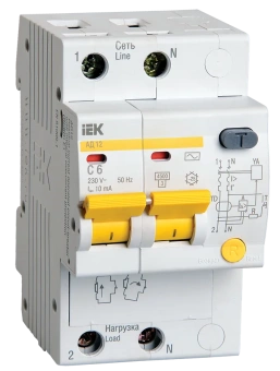 Дифференциальный автоматический выключатель IEK АД12 2P