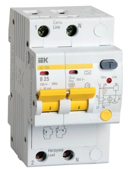 Дифференциальный автоматический выключатель IEK АД12M 2P