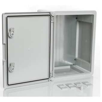 Пластиковый шкаф с монтажной панелью PLASTIM, IP65. УХЛ1., 300х400х220, непрозрачная дверца арт. PP3005