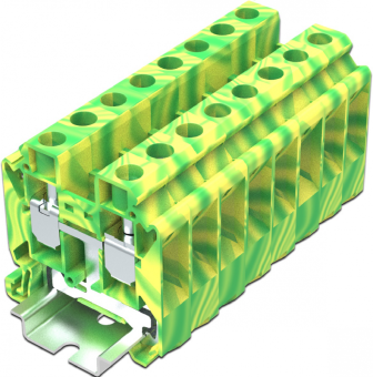 Клемма проходная SUPU TU16 арт. TU16-2-PE, желто-зеленая