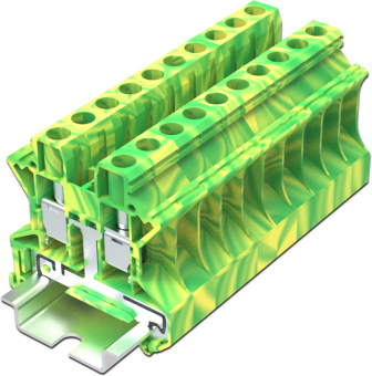 Клемма проходная SUPU TU6 арт. TU6-2-PE, желто-зеленая
